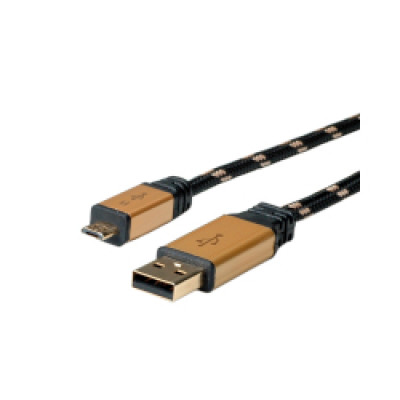 Roline GOLD USB2.0 kabel TIP A(M) - Micro B(M), 0.8m, crno/zlatni